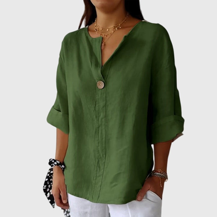 Relaxed Button Front Blouse