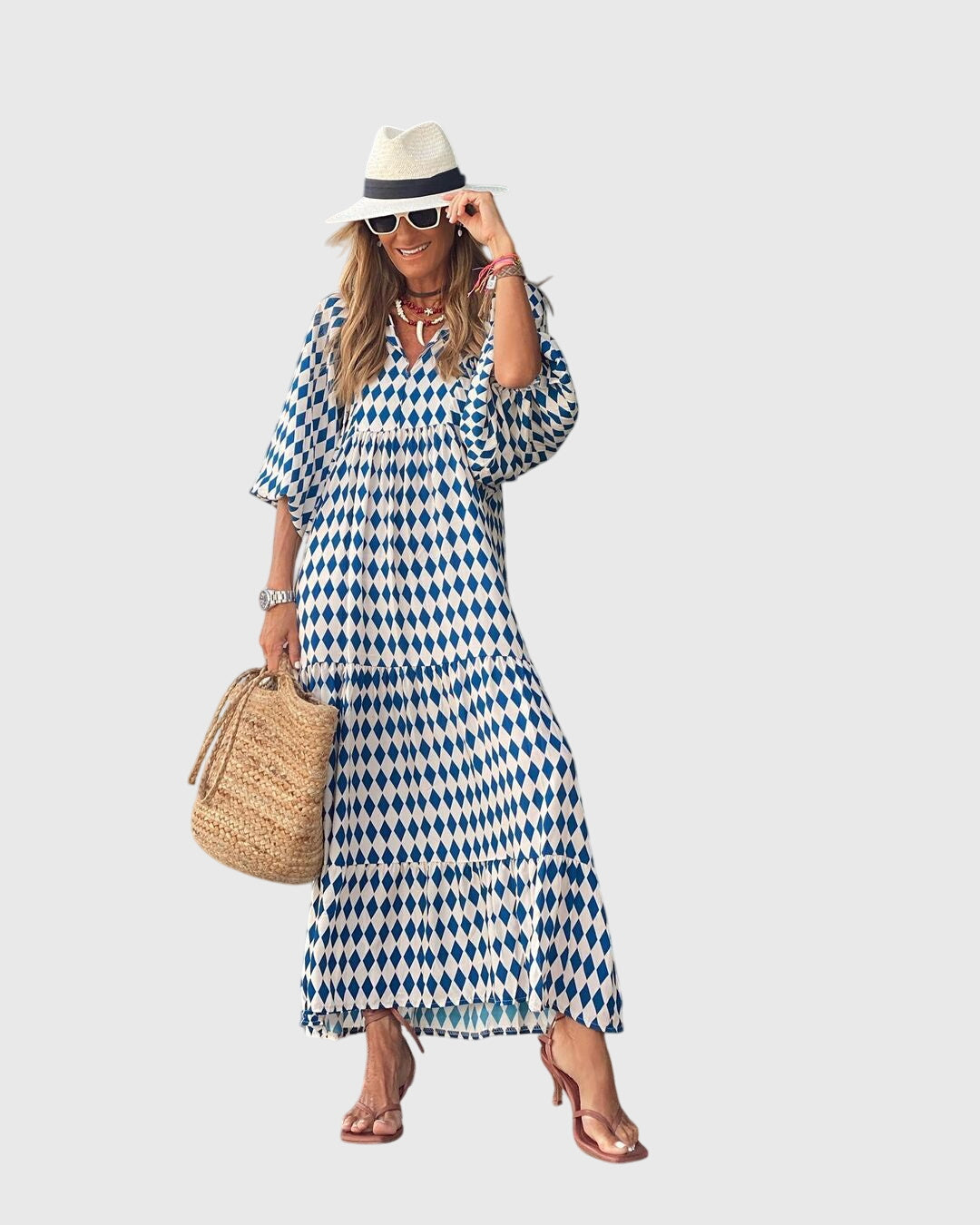 Spring Patterned Maxi Dress For Women
