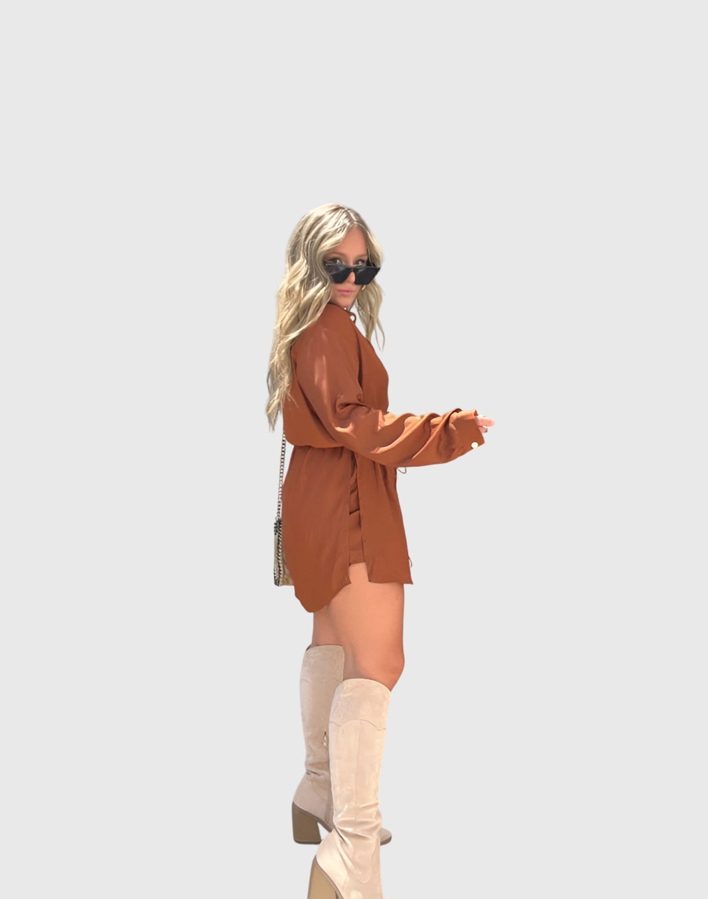 Women’s Button Front Long Sleeve Shirt Dress