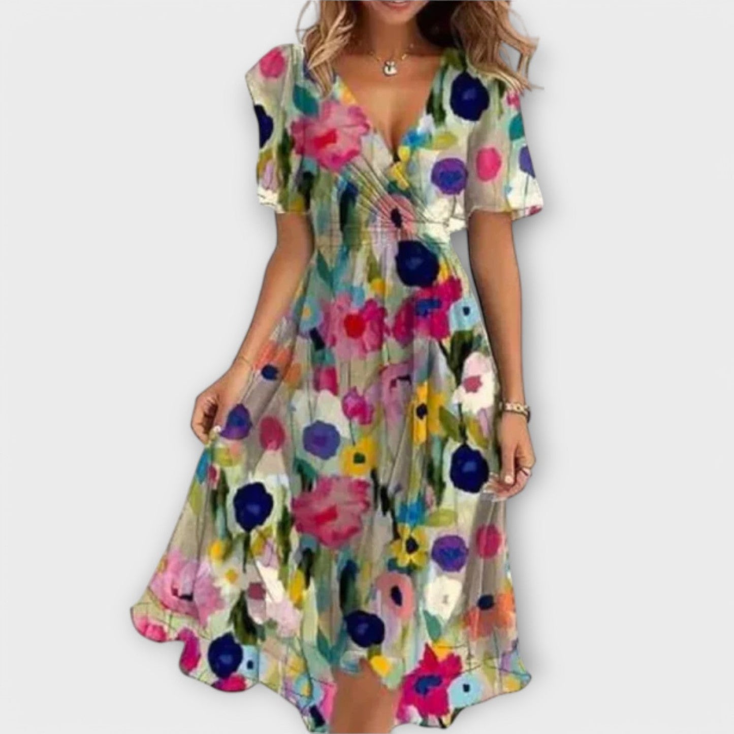 Women's Stylish Spring Wrap Midi Dress