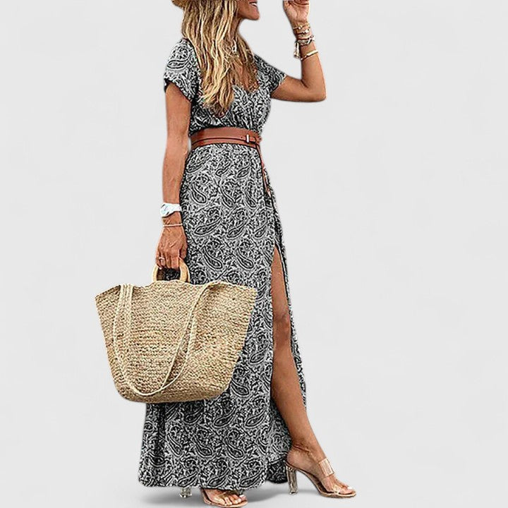 Spring Paisley Maxi Dress For Women