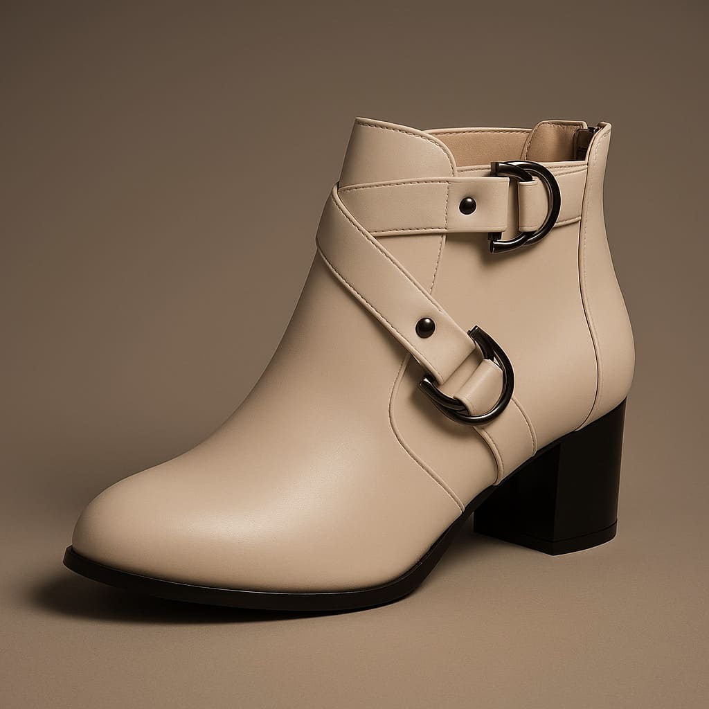 Women’s Heeled Ankle Boots with Buckle Strap