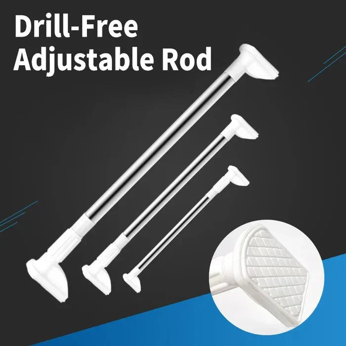 Adjustable Tension Curtain Rod – No Drill Stainless Steel Clamp Rod
