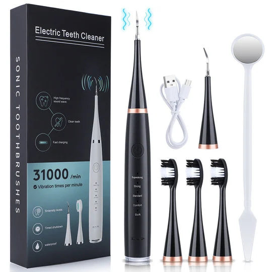 Electric Ultrasonic Tooth Cleaner with 3 Attachments for Home Use