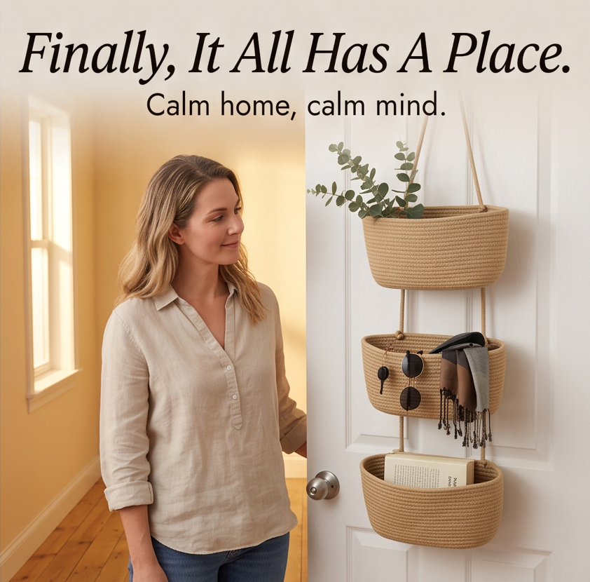 3-Tier Over Door Hanging Basket – No Drill Storage Organiser