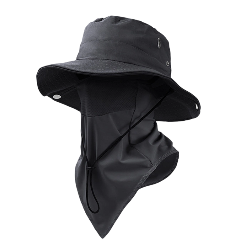 Wide Brim Sun Hat with Removable Face Shield – Breathable Ice-Silk Cooling