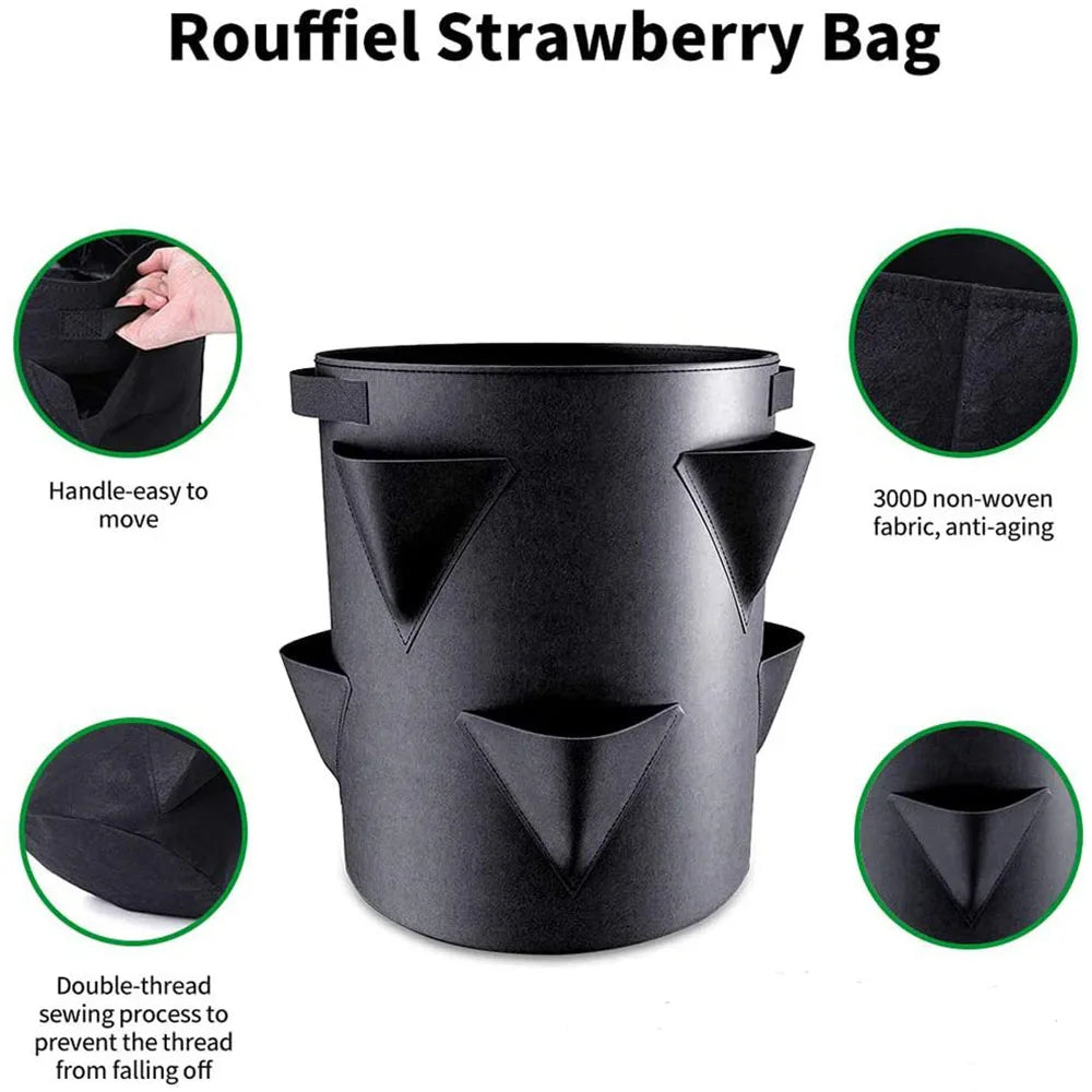 Breathable Felt Grow Bag for Strawberries with Drainage Holes