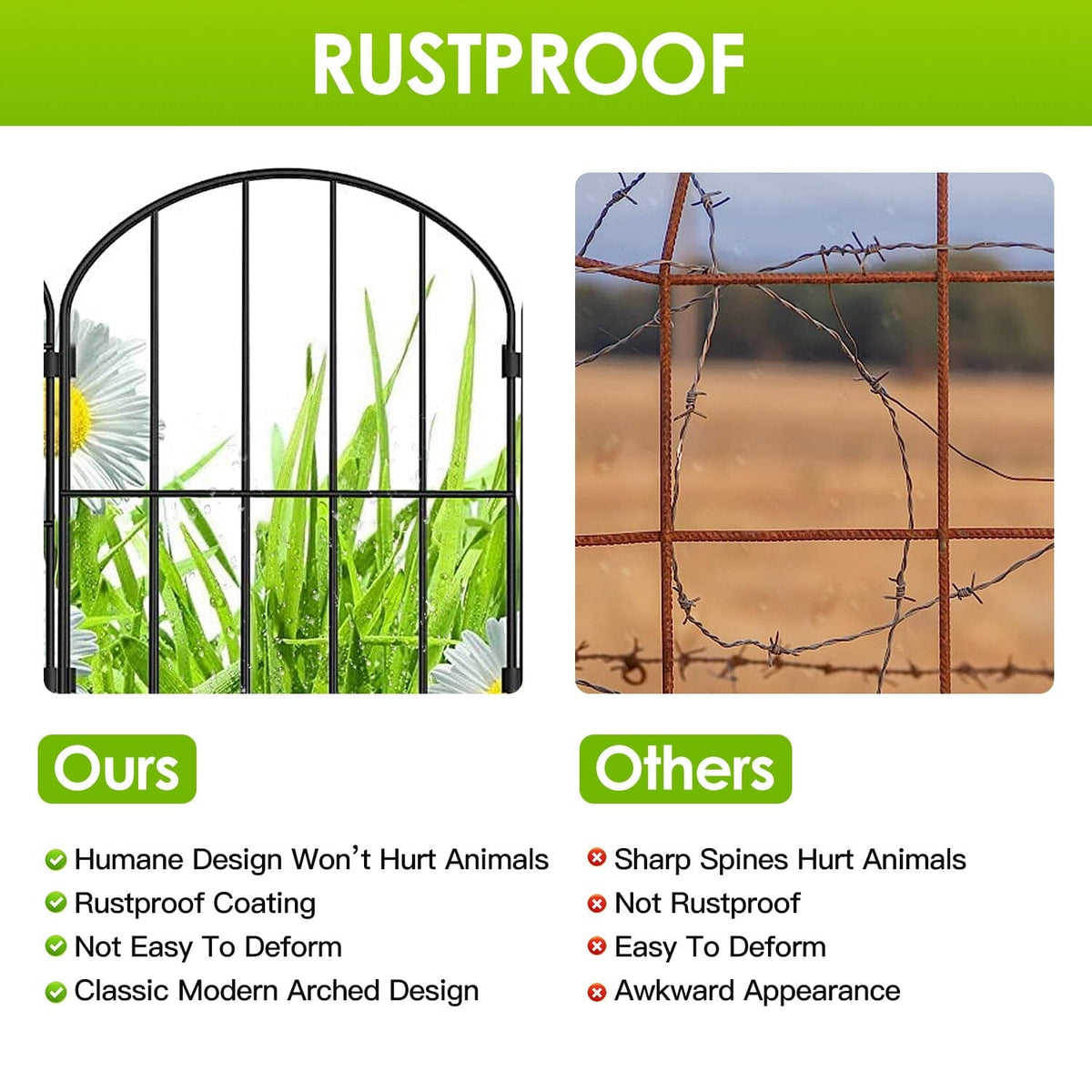 Decorative Stainless Steel Garden Fence for Bed Edging – 10 Panels