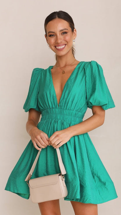 Spring Pleated Mini Dress