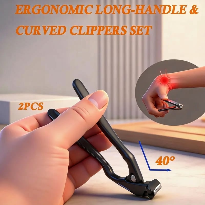 Stainless Steel Nail Clipper with Long Handle for Thick Nails
