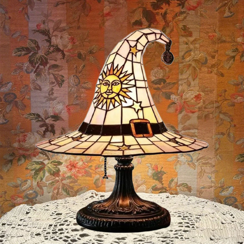 Witch Hat LED Night Lamp – Resin Decorative Light for Halloween & Home