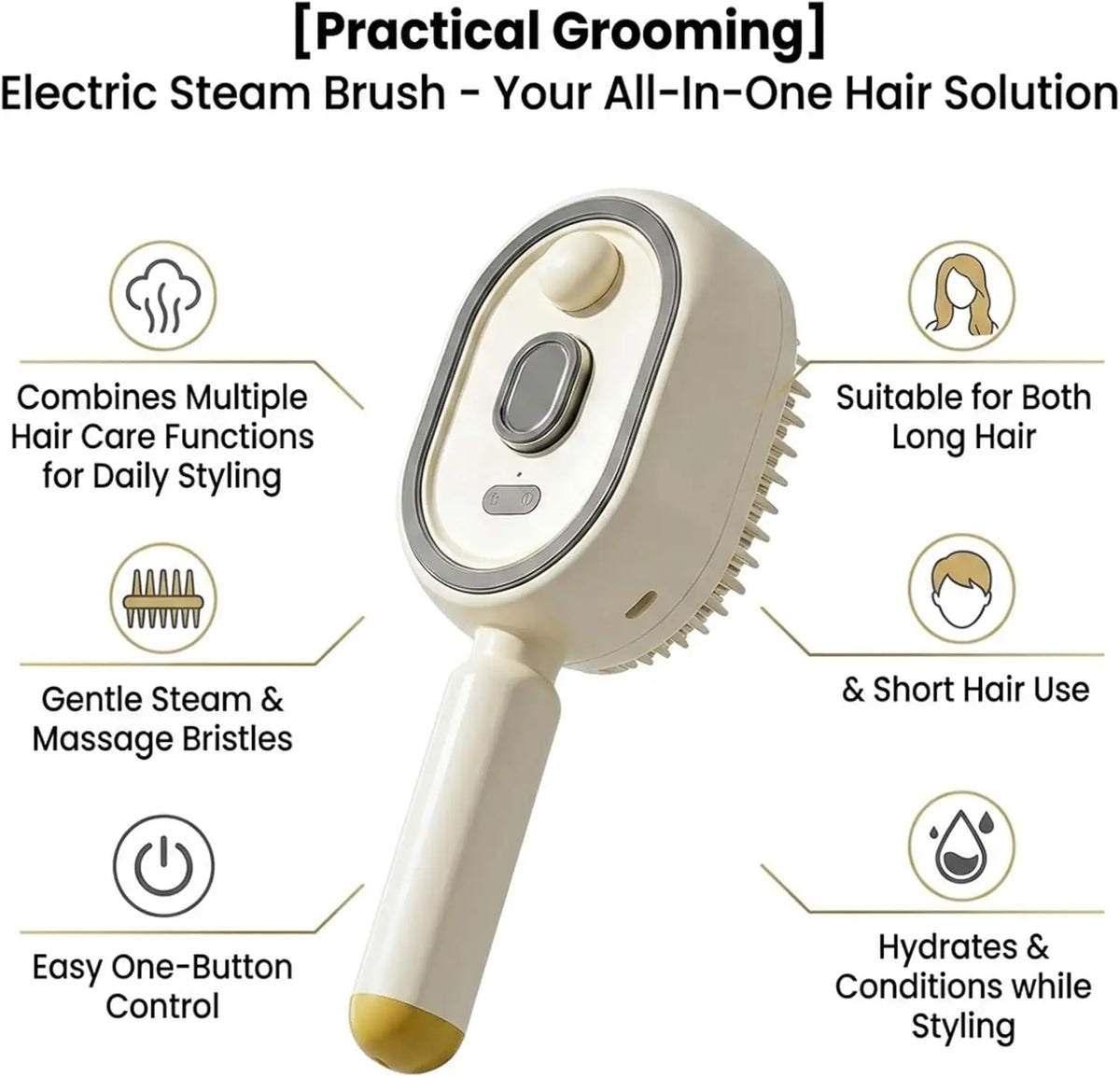 Electric Detangling Brush with Spray Function for All Hair Types