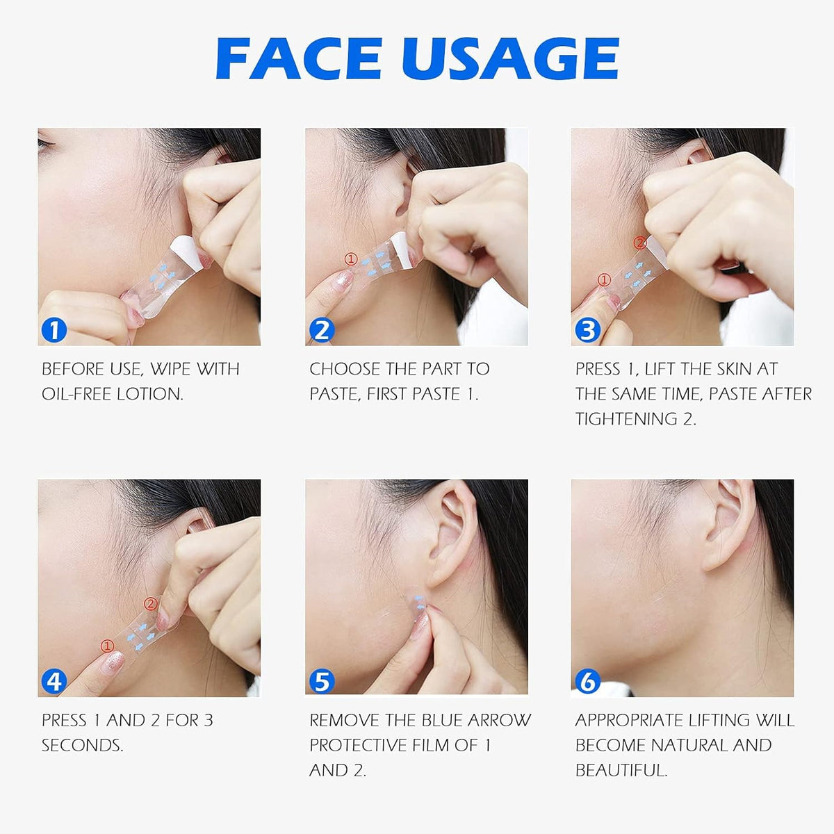 Invisible Face Lifting Tape – Waterproof & Breathable Skin Lift Strips