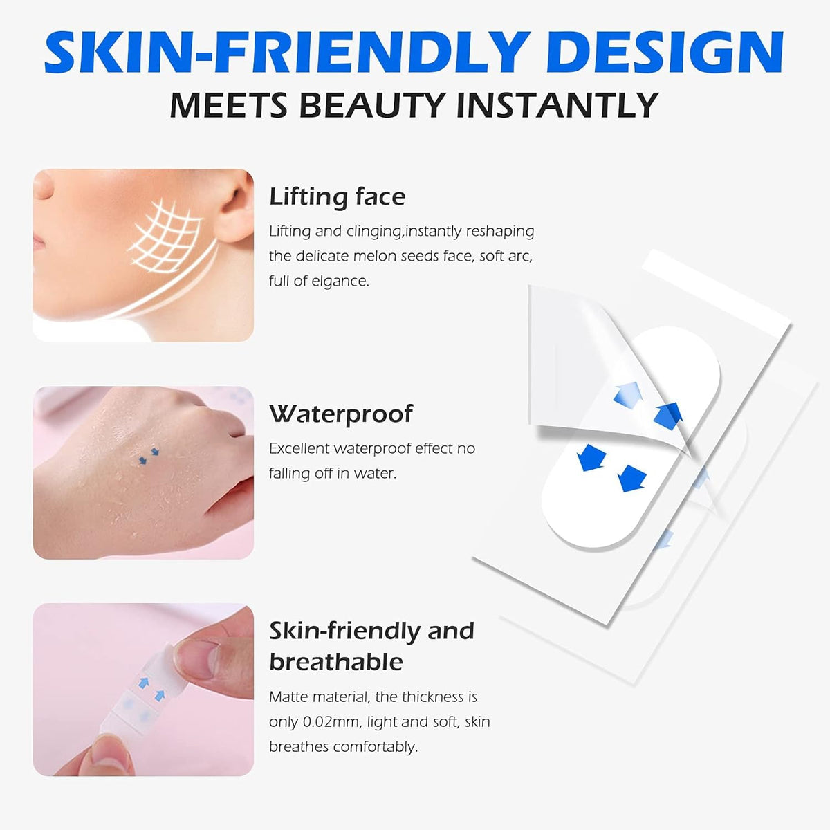Invisible Face Lifting Tape – Waterproof & Breathable Skin Lift Strips