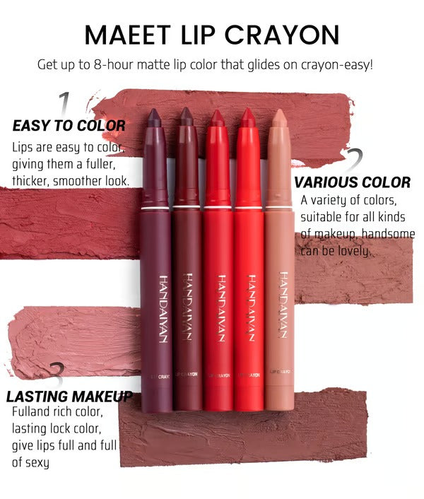 Hydrating Matte Lip Liner Pencil with Twist-Up Tip – Long-Lasting 2-in-1