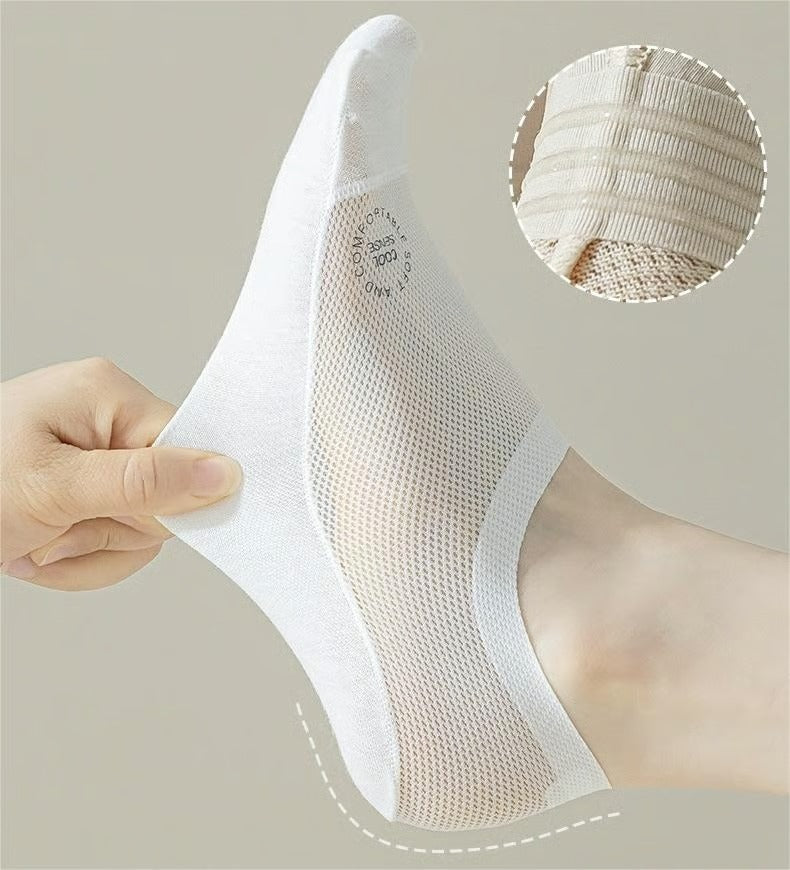 Breathable No-Show Cotton Socks with Non-Slip Grip for Men and Women