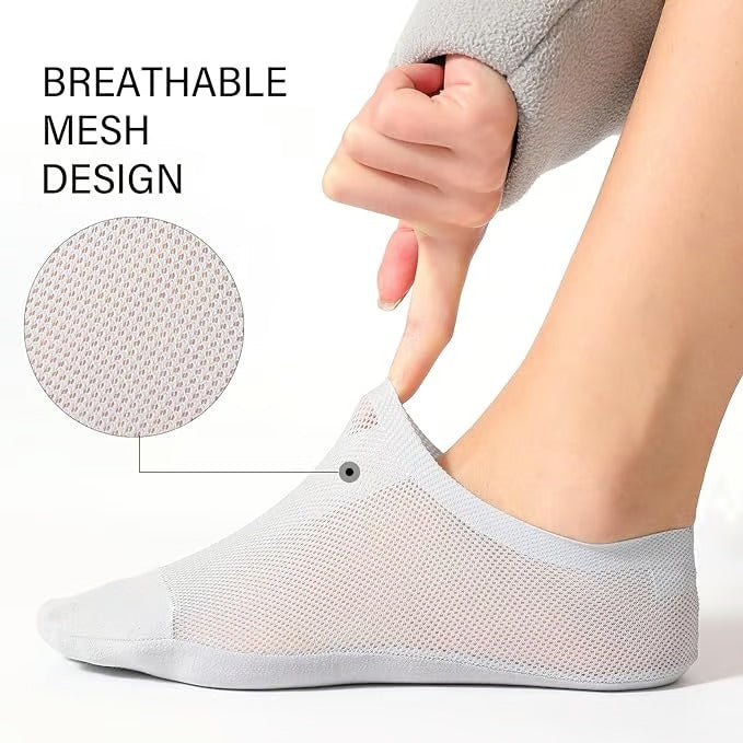 Breathable No-Show Cotton Socks with Non-Slip Grip for Men and Women