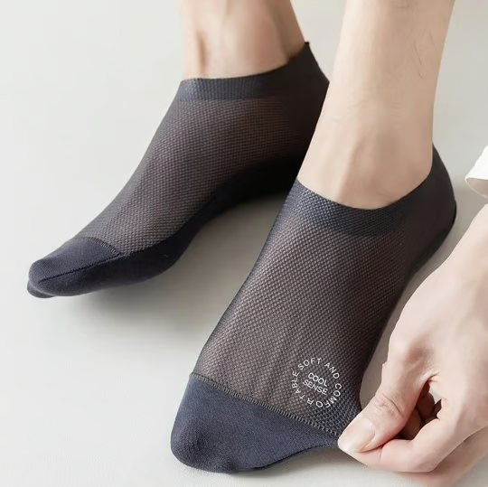 Breathable No-Show Cotton Socks with Non-Slip Grip for Men and Women