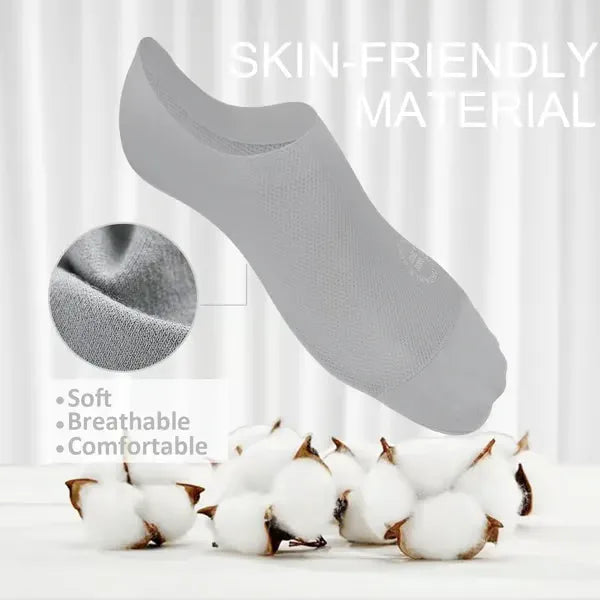 Breathable No-Show Cotton Socks with Non-Slip Grip for Men and Women