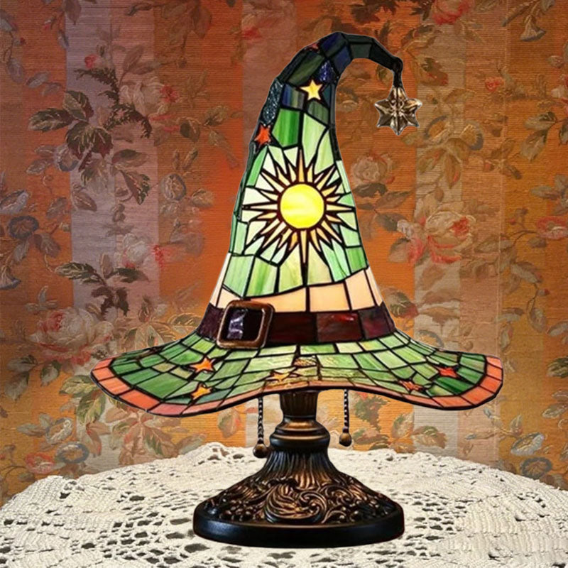 Witch Hat LED Night Lamp – Resin Decorative Light for Halloween & Home