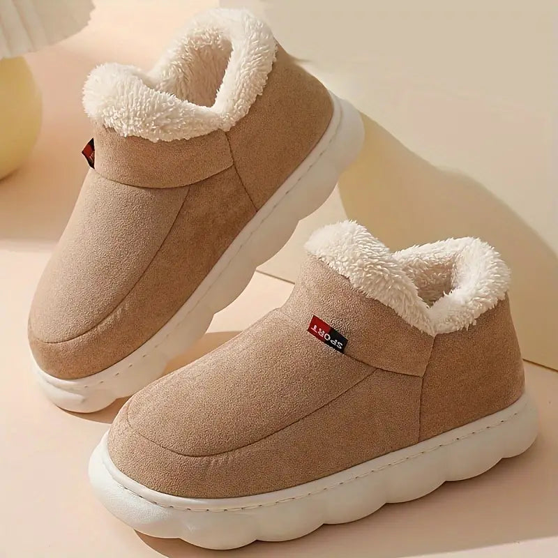 Warm Slippers with Fur Lining Non-Slip Slippers Women Winter