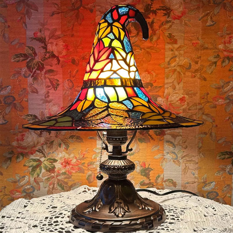 Witch Hat LED Night Lamp – Resin Decorative Light for Halloween & Home