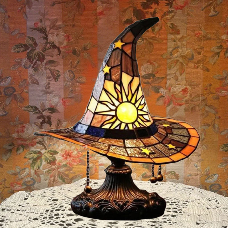 Witch Hat LED Night Lamp – Resin Decorative Light for Halloween & Home