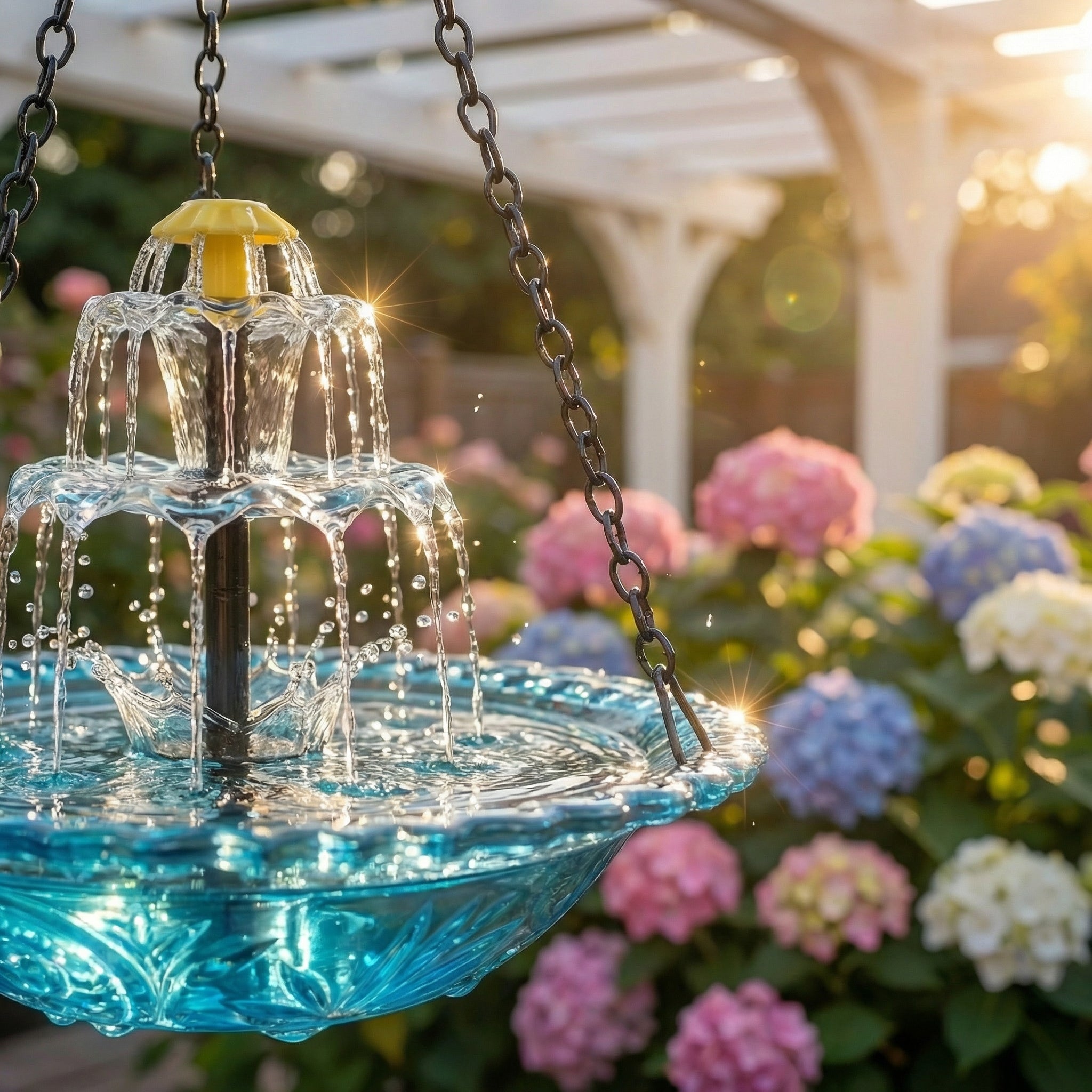 Solar-Powered Hanging Fountain with Glass Bowl for Garden & Balcony