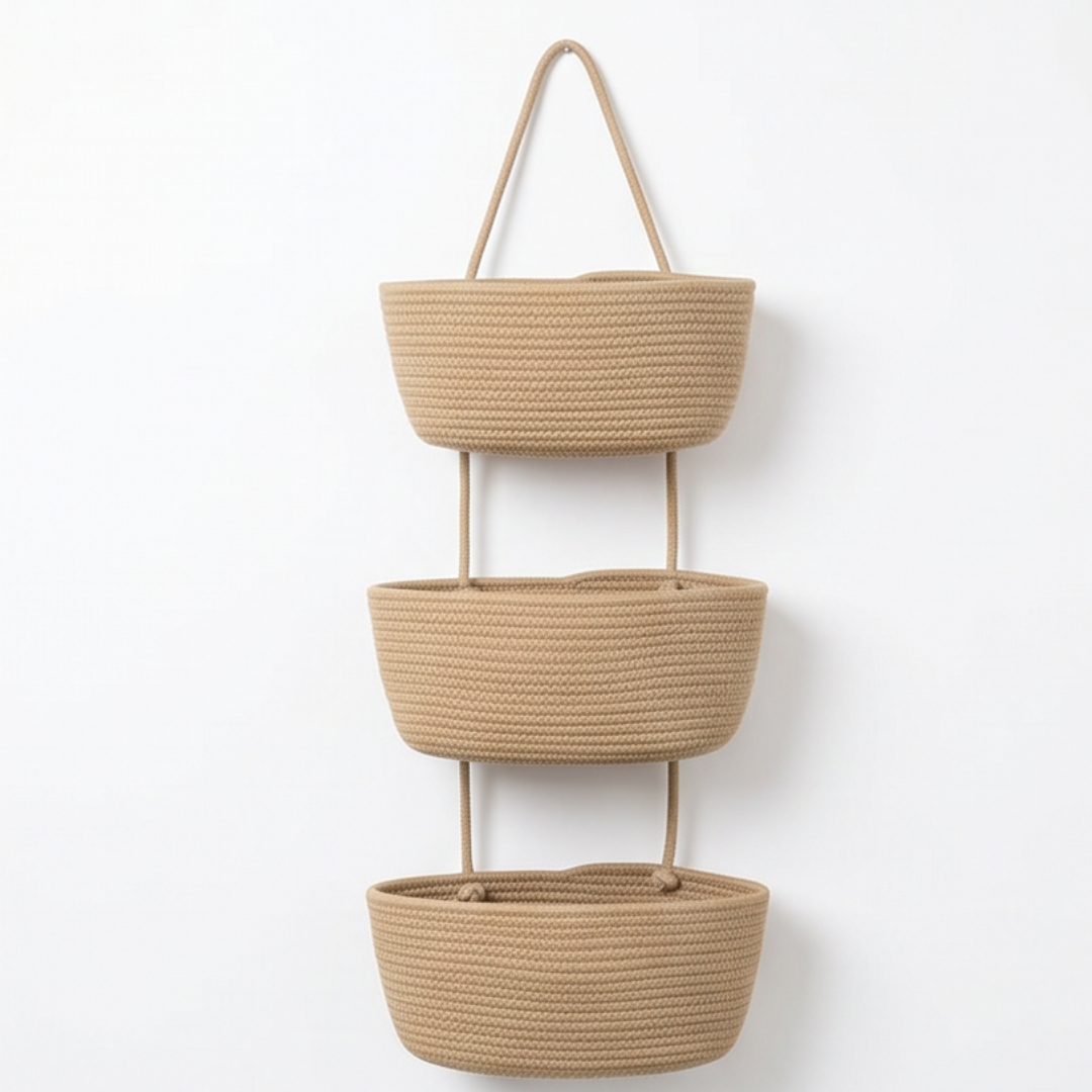 3-Tier Over Door Hanging Basket – No Drill Storage Organiser