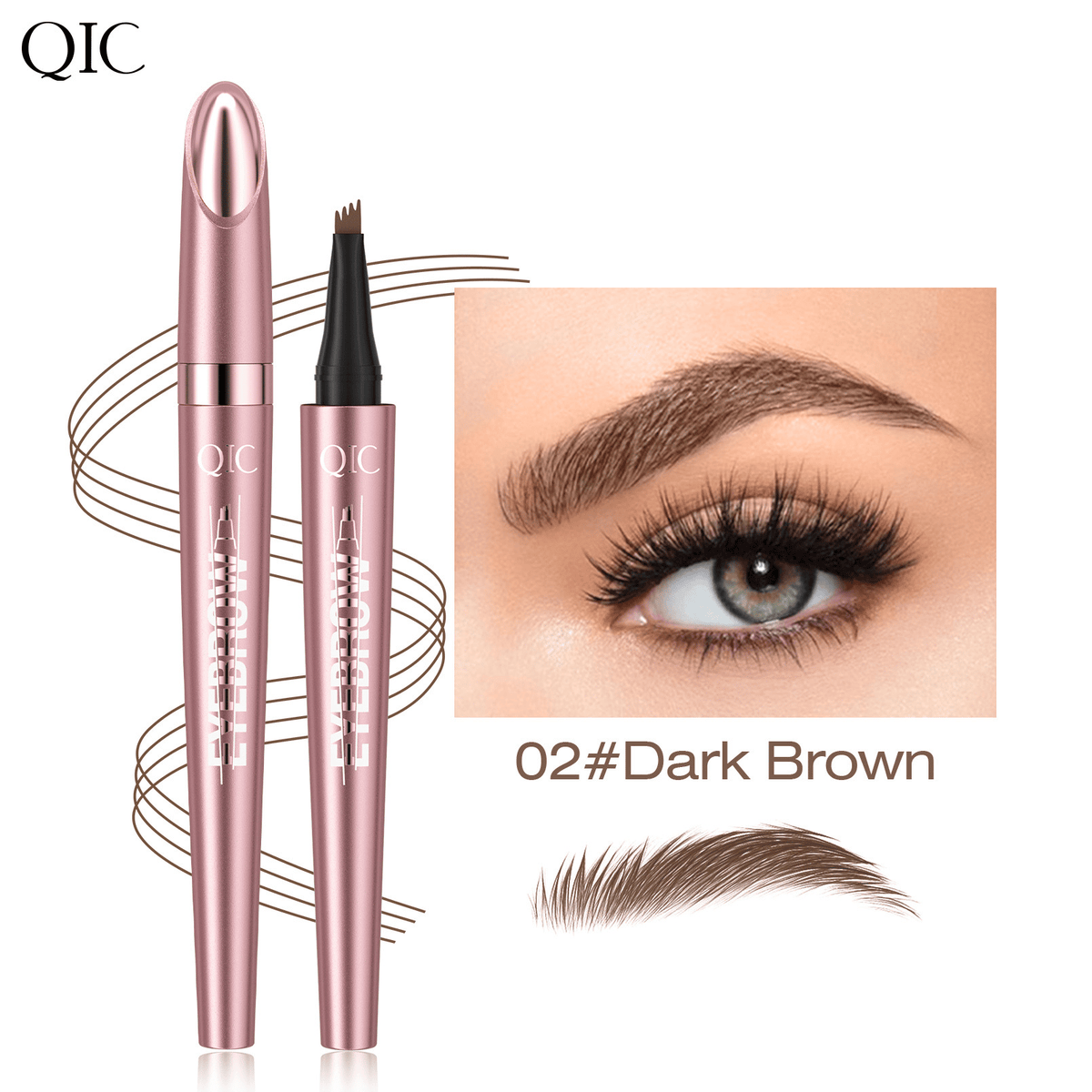 Waterproof Micro Fork Eyebrow Pencil with 4-Point Tip