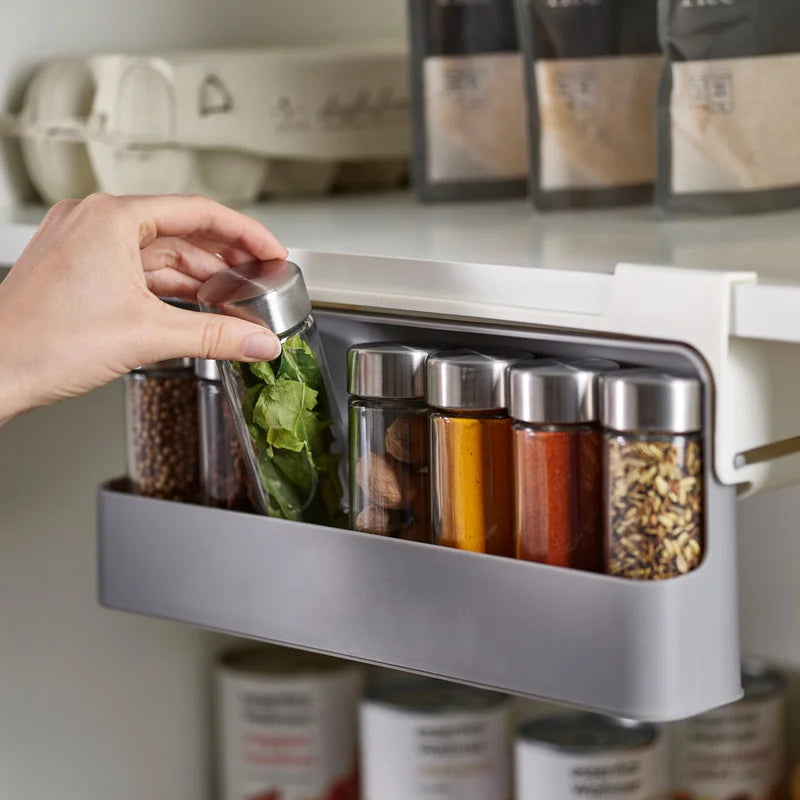 Under Shelf Spice Rack Organizer – No Drill Adhesive Kitchen Storage