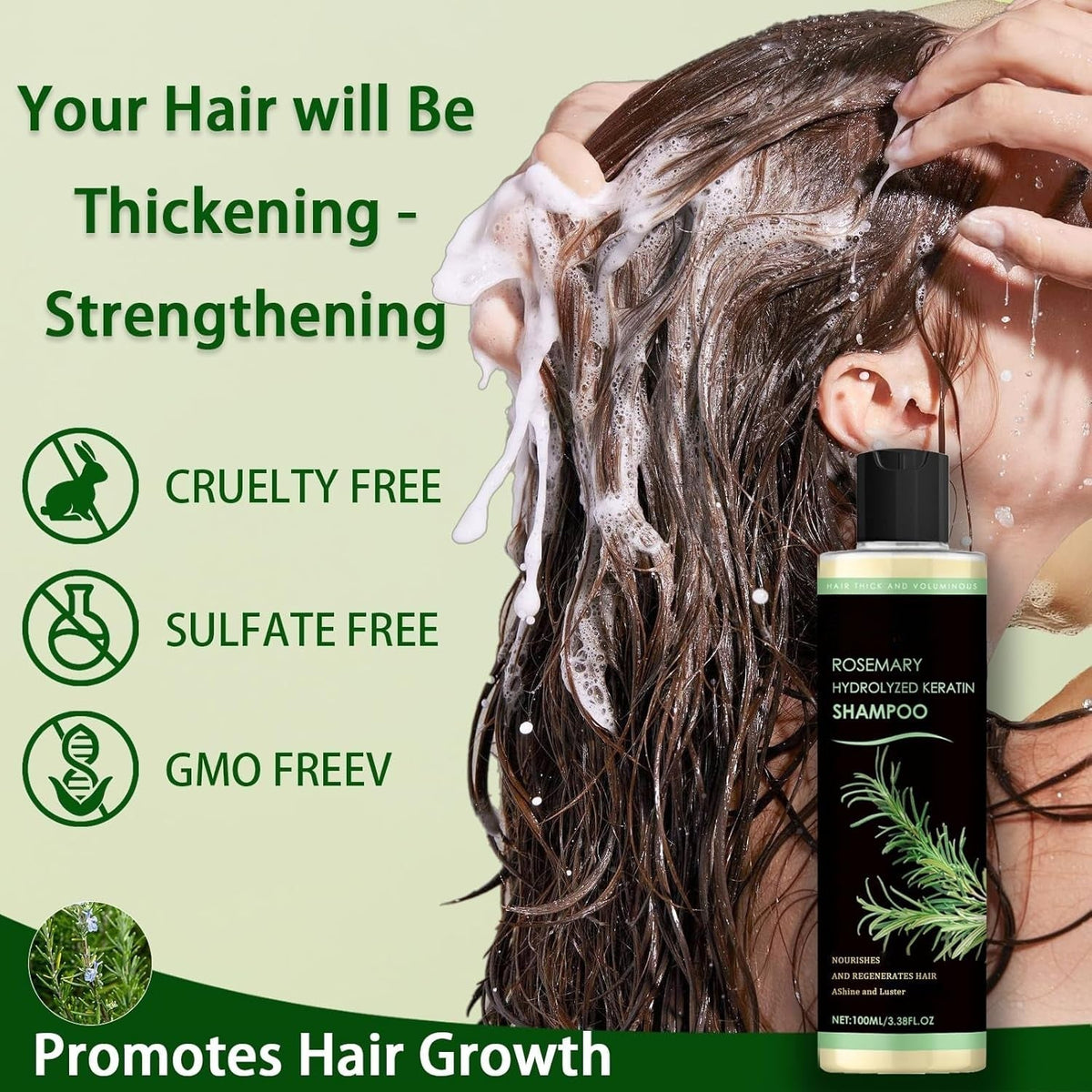 Keratin & Rosemary Hair Growth Serum for Thicker, Stronger Hair