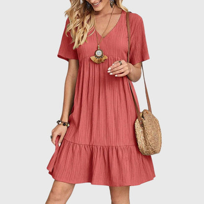 Spring V-Neck Tiered Midi Dress For Women