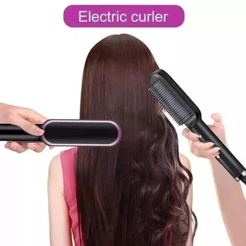 Heated Hair Straightening Brush Comb with Ionic Anti-Scald Technology