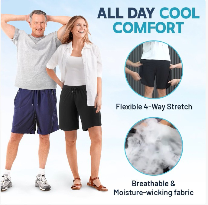 Unisex Ice Silk Stretch Shorts – Cooling Breathable Summer Shorts