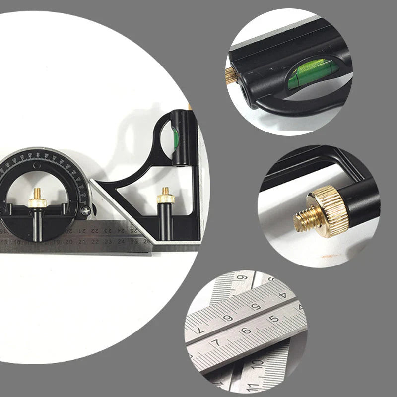 Adjustable Angle Ruler Set with Scribing Pin for Woodworking & Metalworking