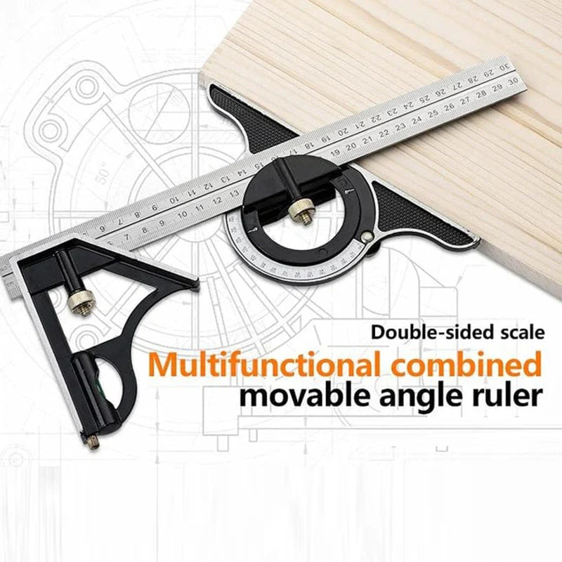 Adjustable Angle Ruler Set with Scribing Pin for Woodworking & Metalworking