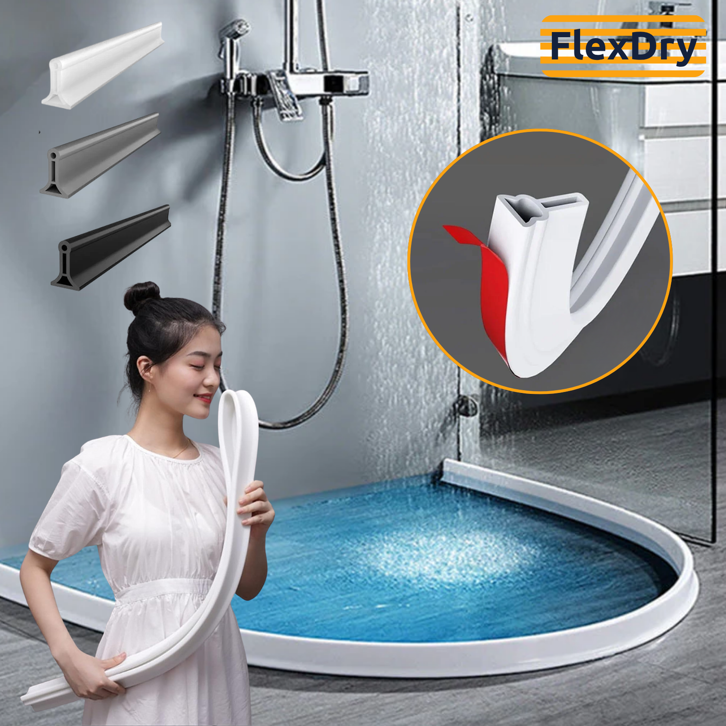 FlexDry – Silicone Shower Seal for Effective Water Protection in the Bathroom [50% Discount]