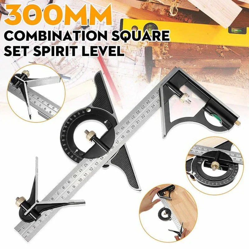 Adjustable Angle Ruler Set with Scribing Pin for Woodworking & Metalworking