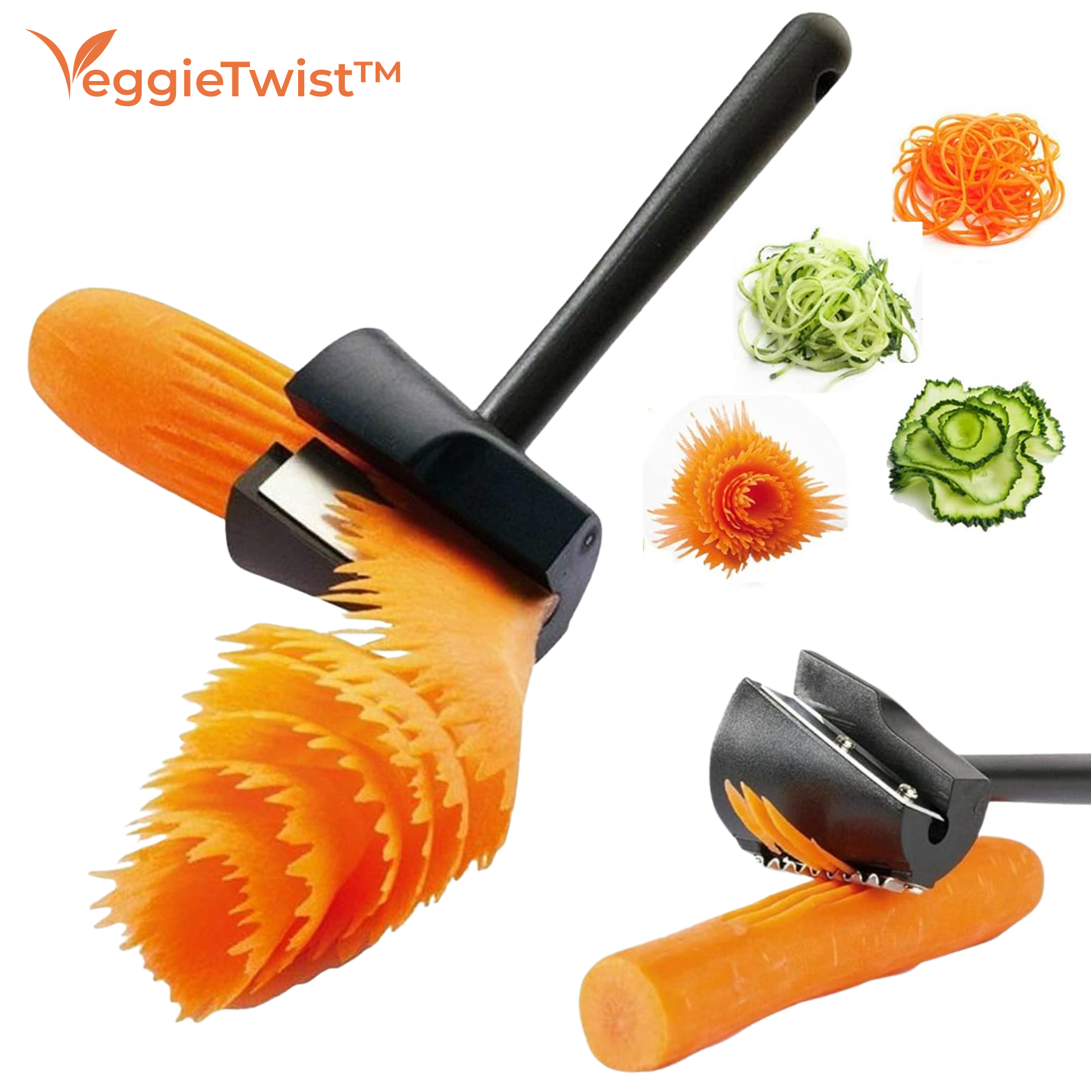 Vegetable Spiral Cutter with Stainless Steel Blade for Garnishes