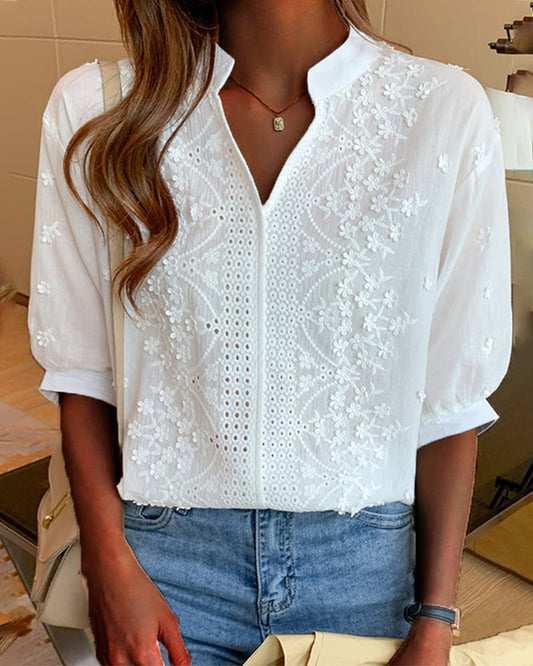 Xavier | Women’s Summer V Neck Puff Sleeve Blouse