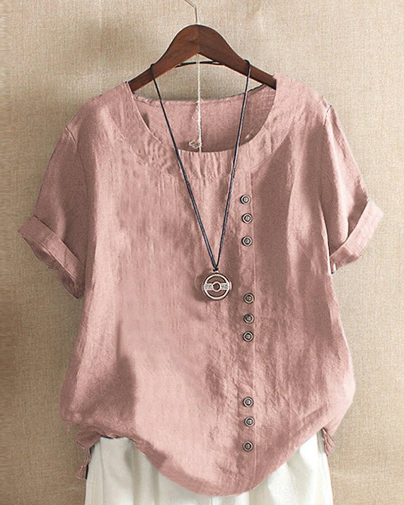 Soft Button Detail Casual Blouse