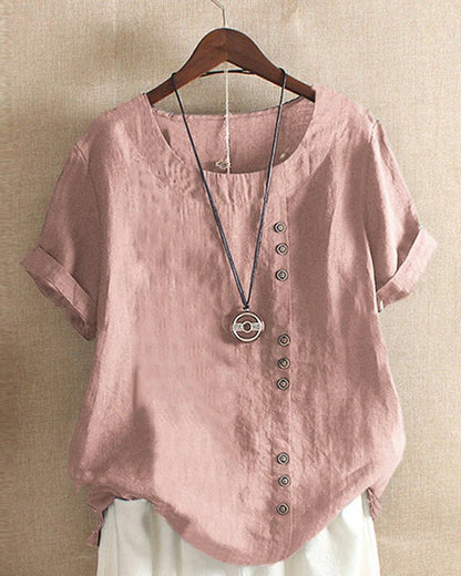Soft Button Detail Casual Blouse