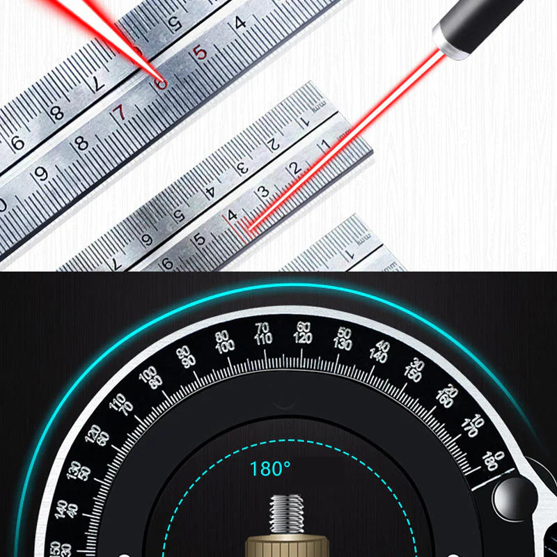 Adjustable Angle Ruler Set with Scribing Pin for Woodworking & Metalworking