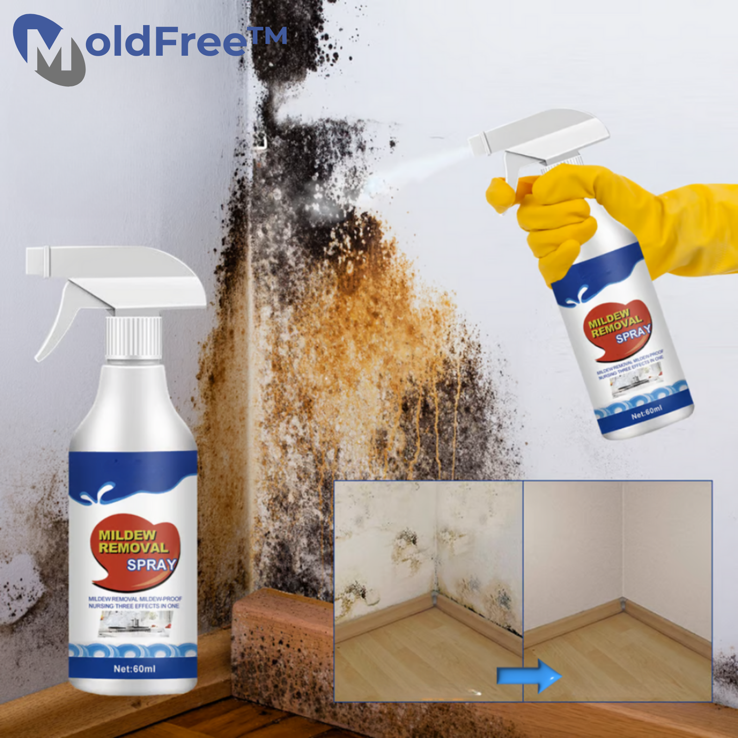 MoldFree™ – Mould Removal Spray for Clean, Hygienic & Mould-Free Surfaces [1 + 1 Free]