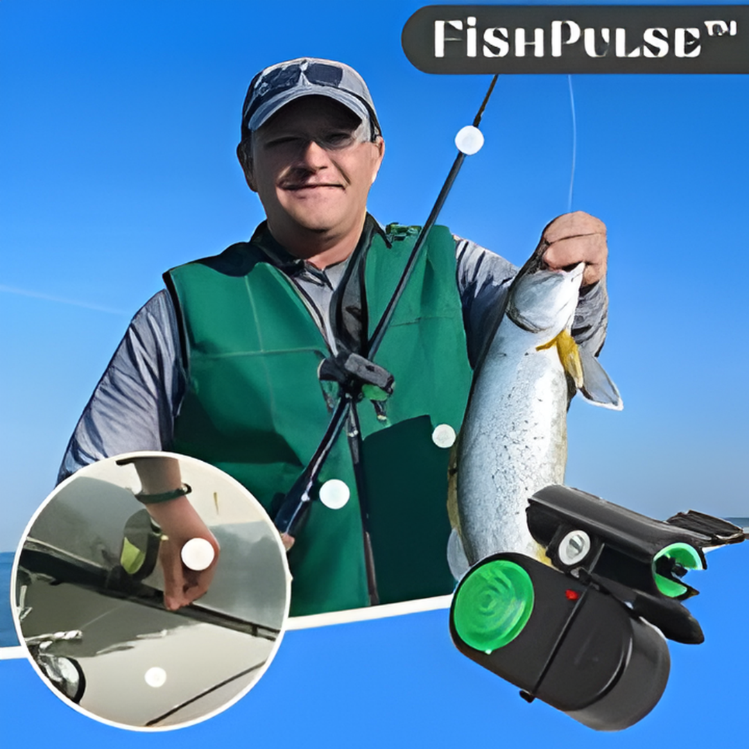 FishPulse™ – Fish Bite Alarm Light for Visual and Acoustic Bite Detection While Fishing [1 + 1 Free]