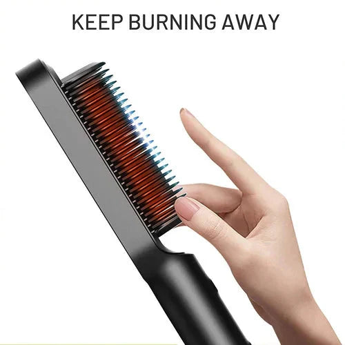 Heated Hair Straightening Brush Comb with Ionic Anti-Scald Technology