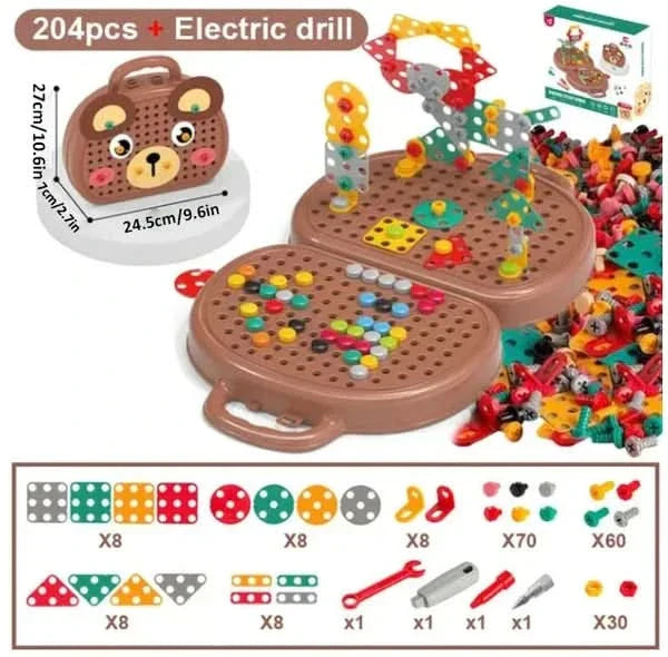 Kids Construction Toy with Electric Drill – 204 Pieces Creative Building Set