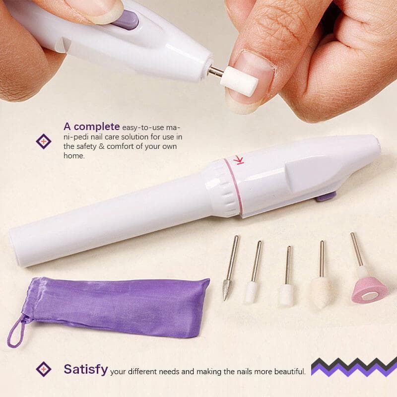 Electric Nail File Kit with 5 Attachments – Portable Manicure & Pedicure Set