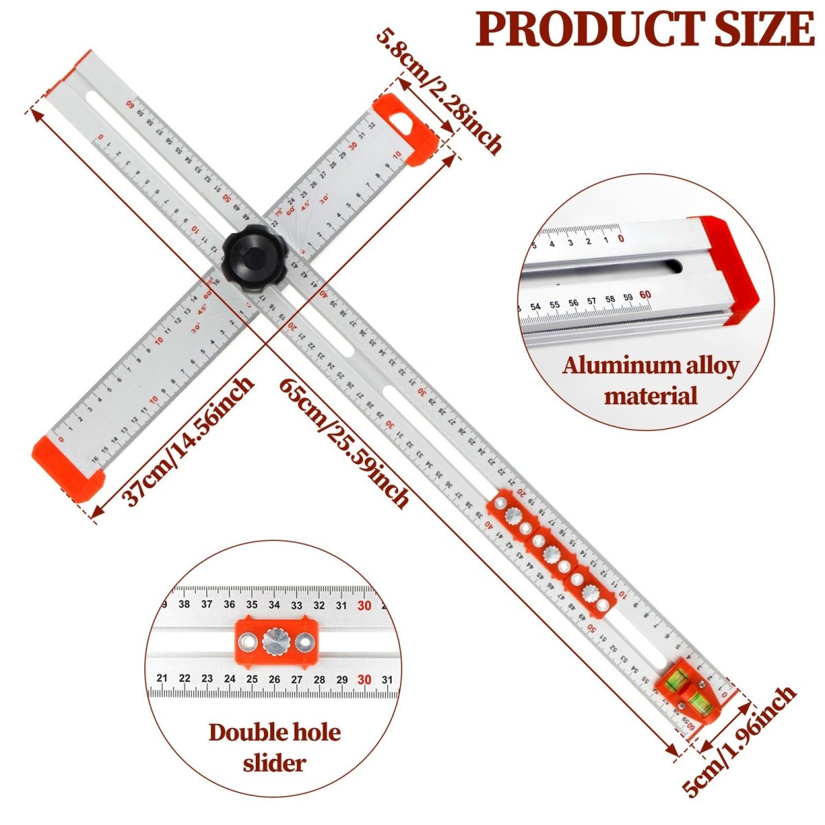 Precision Angle Measuring Ruler for Woodworking & DIY Projects
